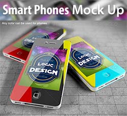 智能手机程序界面特写展示模型：Smart Phones Mock Up